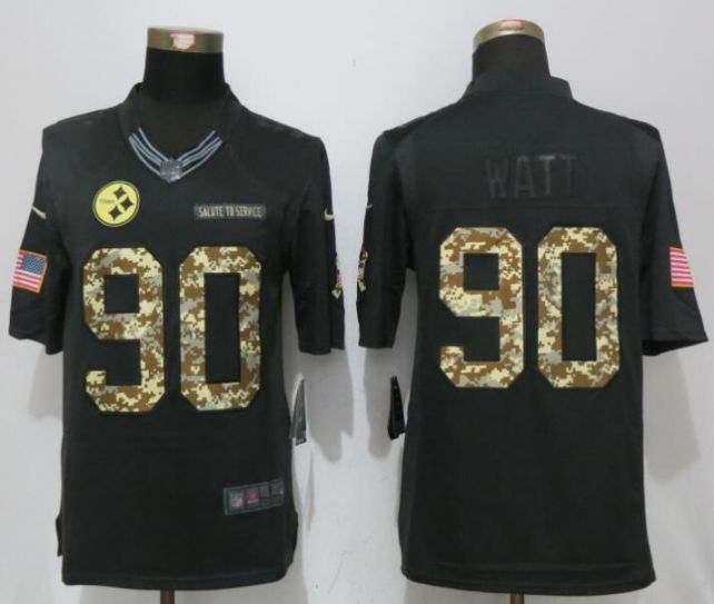 2017 NFL NEW Nike Pittsburgh Steelers #90 Watt Anthracite Salute To Service Limited Jersey